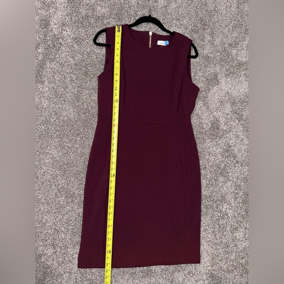 Calvin Klein Sleeveless Scuba Crepe Sheath Dress, Deep Burgundy, Size 12 - Picture 11 of 12